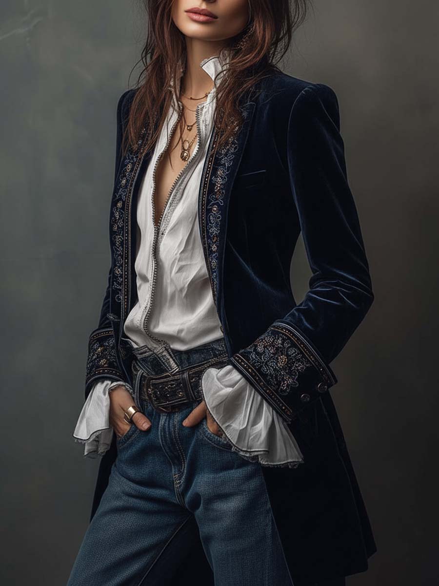 Blazer Velvet con Bordado Premium