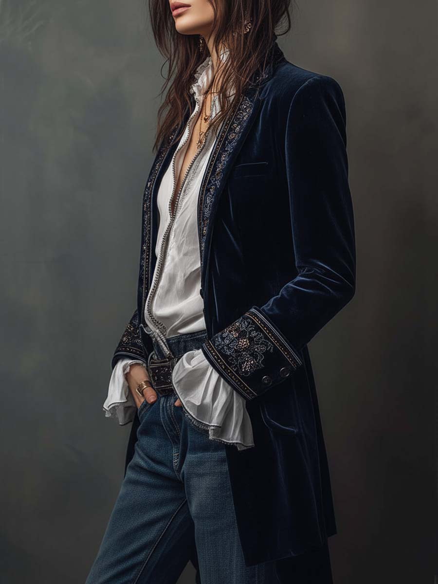Blazer Velvet con Bordado Premium