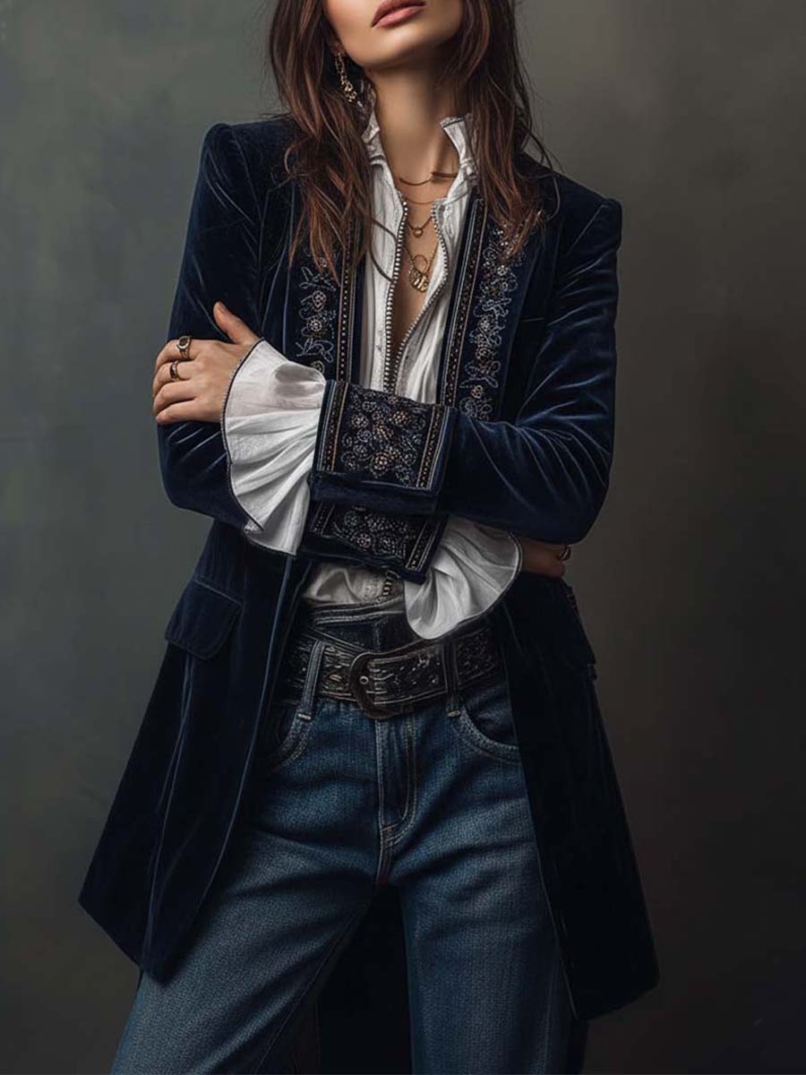 Blazer Velvet con Bordado Premium