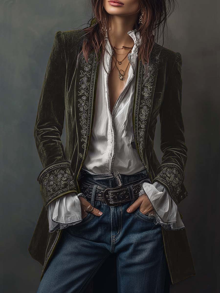 Blazer Velvet con Bordado Premium