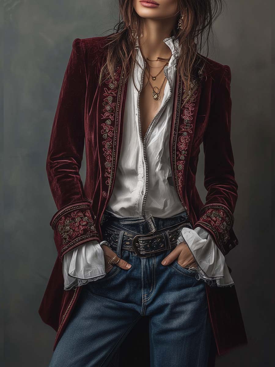 Blazer Velvet con Bordado Premium