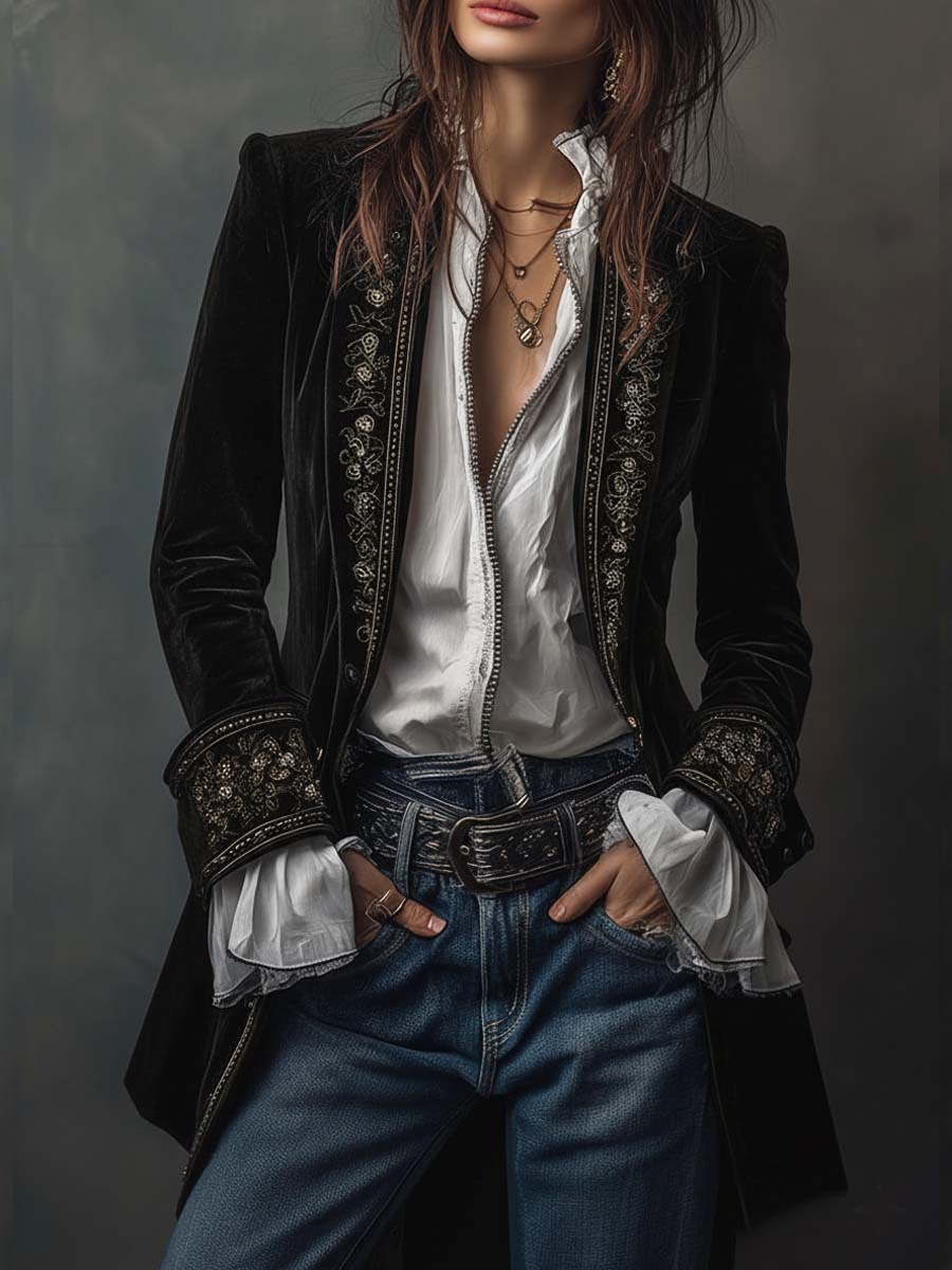 Blazer Velvet con Bordado Premium