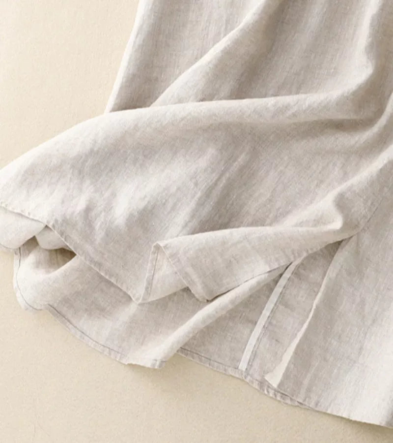 RICA | Falda larga de lino y algodón detalles artesanales