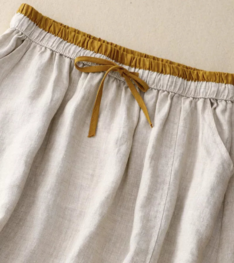 RICA | Falda larga de lino y algodón detalles artesanales
