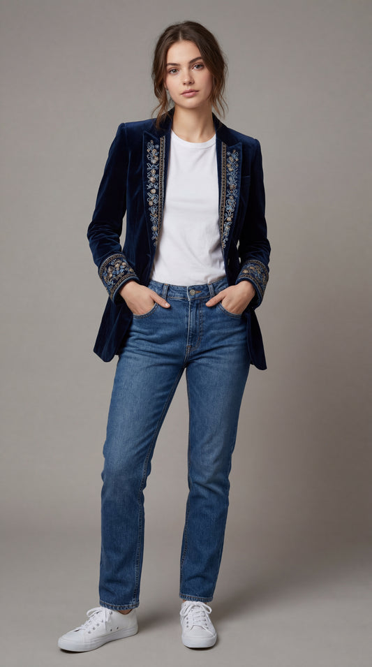 Blazer Velvet con Bordado Premium