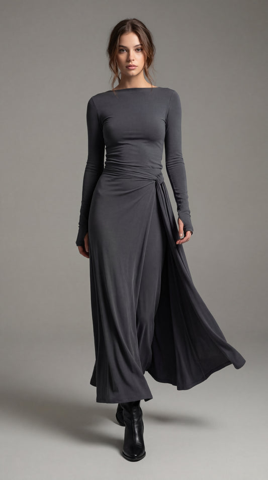 Vestido Largo Drapado