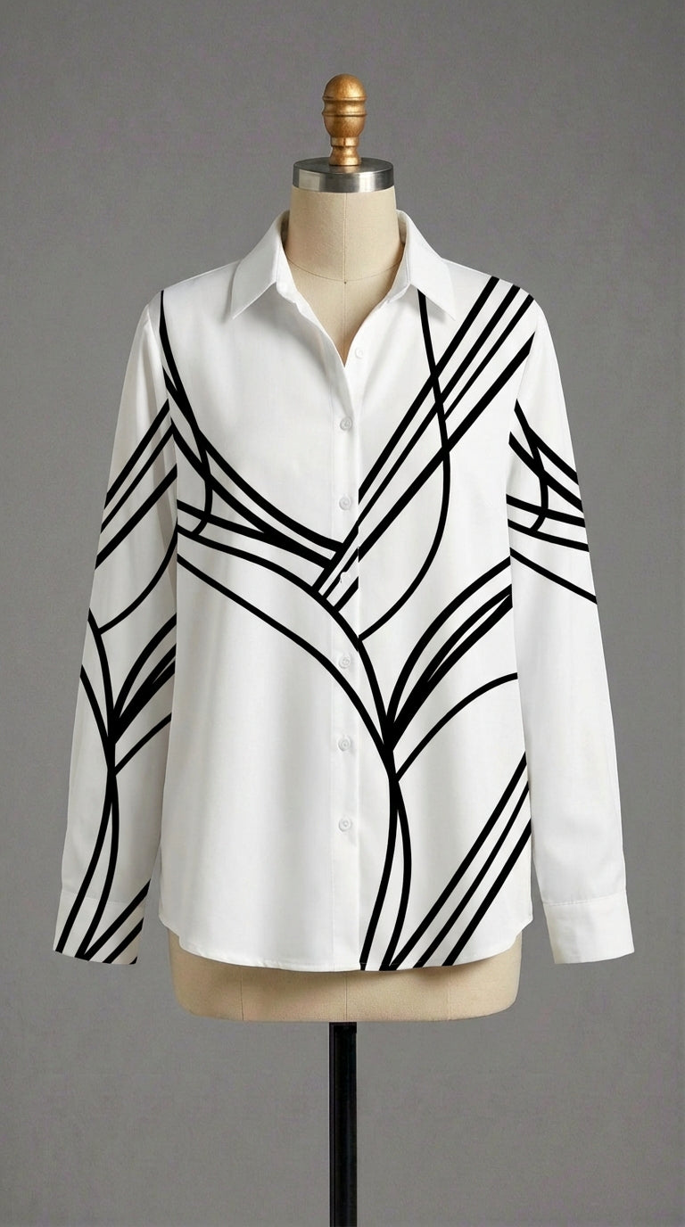 Livia | Camisa blanca de líneas geométricas