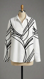 Livia | Camisa blanca de líneas geométricas