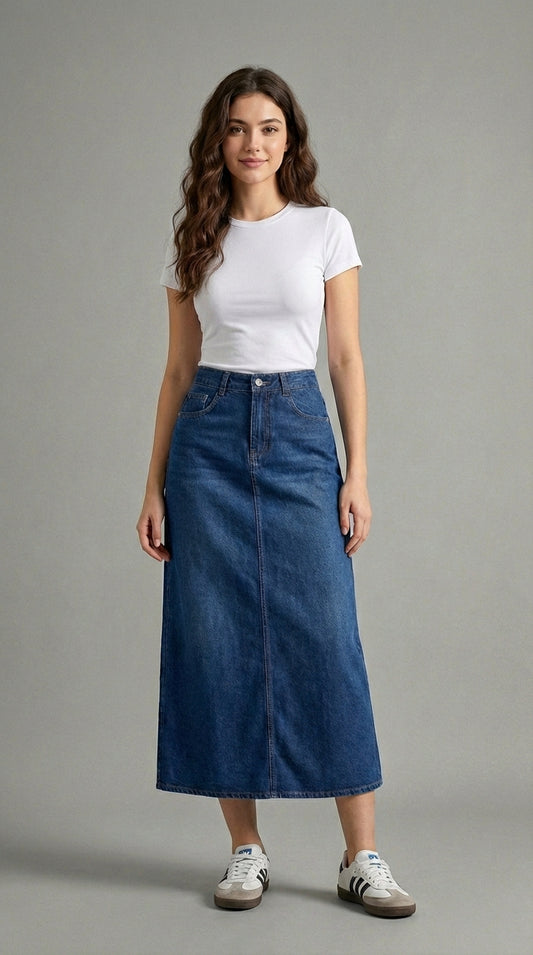 Falda Aura | Falda midi denim fluida