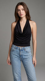 Blusa Noir Halter | blusa elegante con escote drapeado