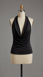 Blusa Noir Halter | blusa elegante con escote drapeado