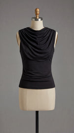 Blusa Aura | Blusa negra drapeada asimétrica