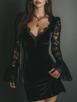 Vestido Negro de Terciopelo y Encaje