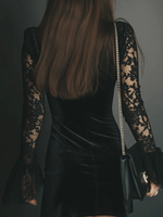 Vestido Negro de Terciopelo y Encaje