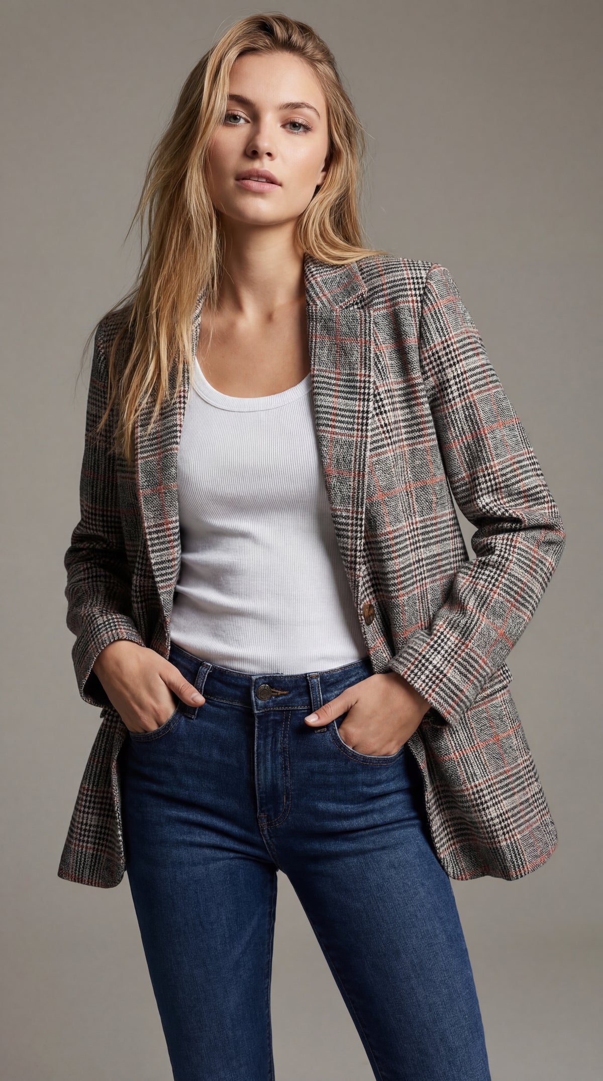 Abril | Chaqueta de cuadro gris