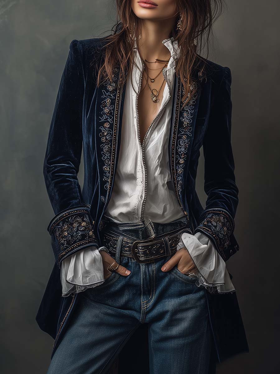 Blazer Velvet con Bordado Premium